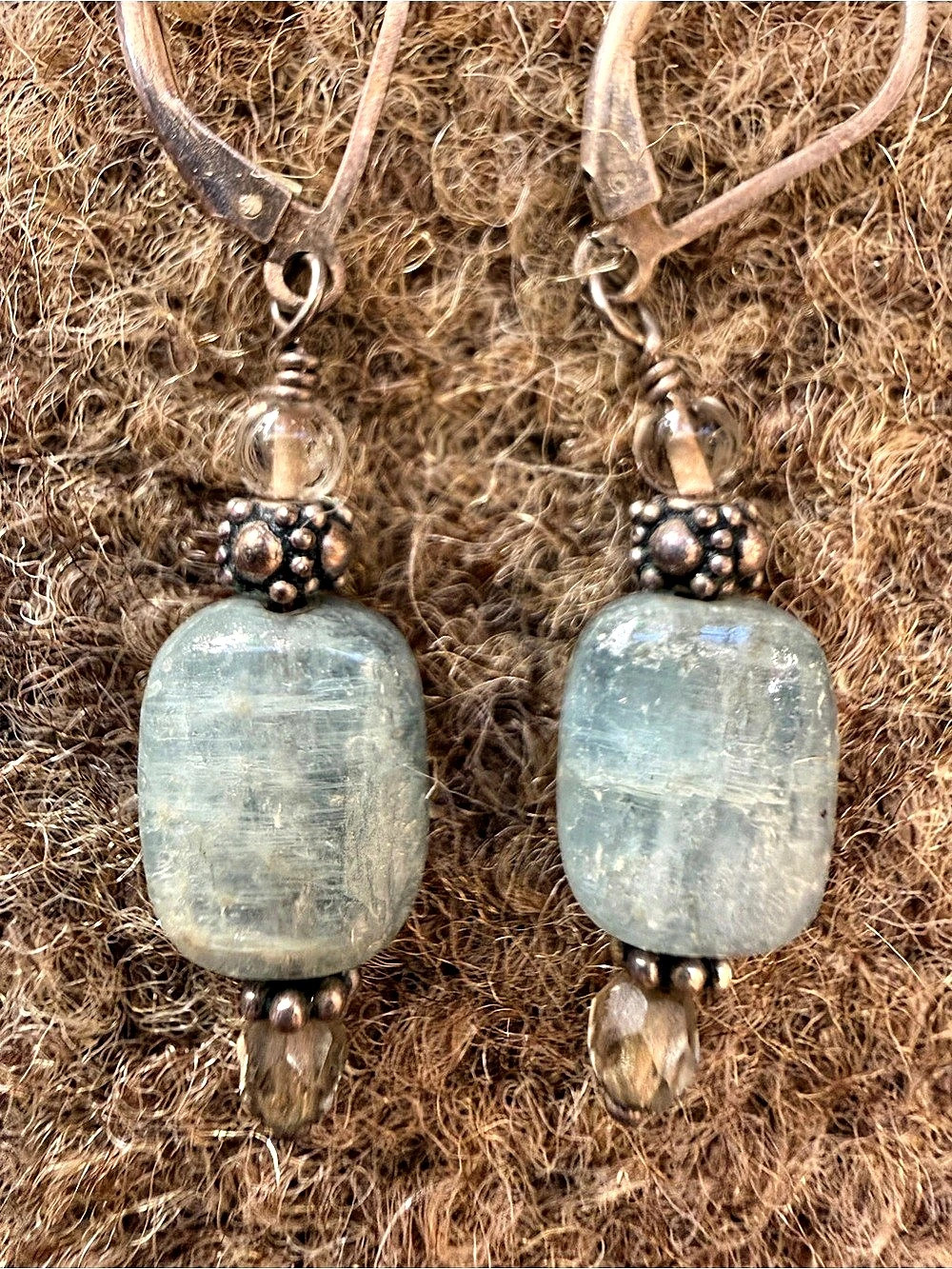 Blue Beaded Dangle Earrings